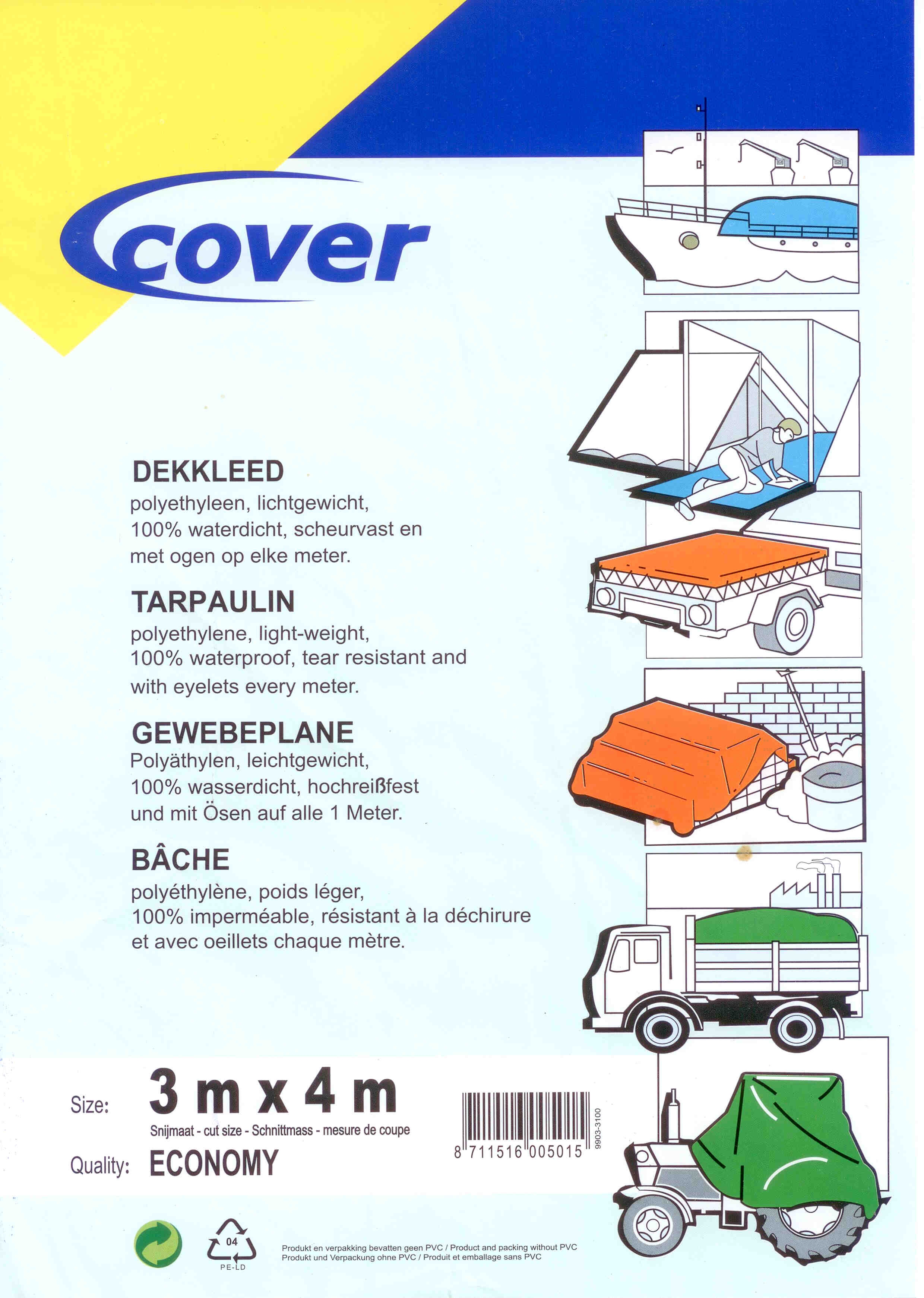 DEKZEIL  2 X  3 MTR WIT 100 GRAM