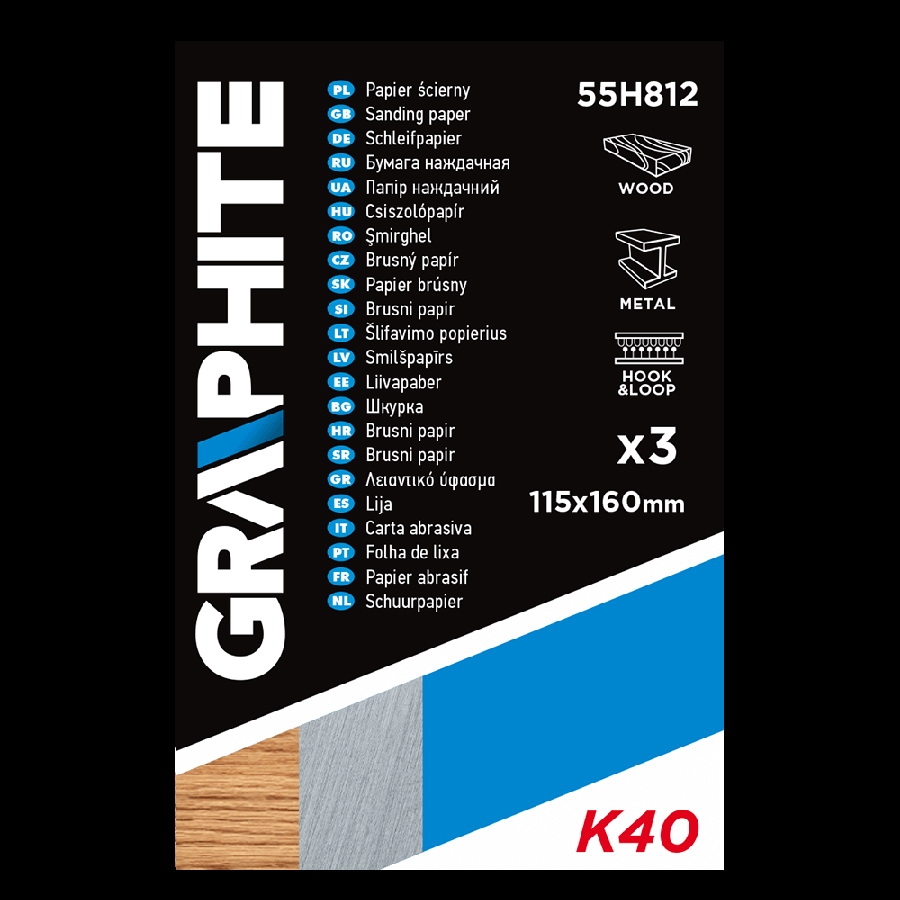 SCHUURPAP.115X160 MM KORREL 40 3ST