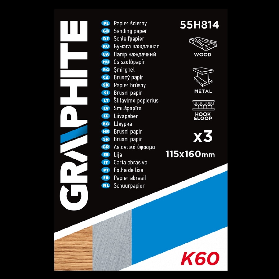 SCHUURPAP.115X160 MM KORREL 60 3ST